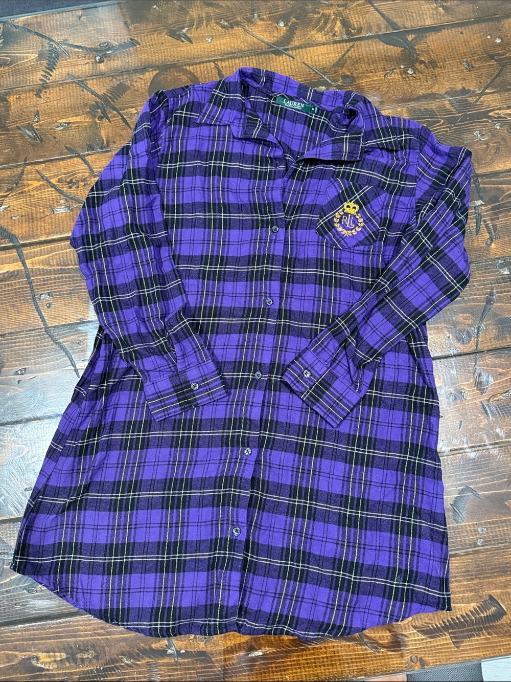 Lauren Ralph Lauren Purple and Black Plaid Button-Down Shirt